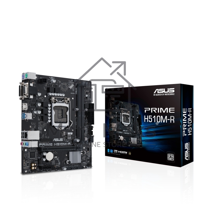 Материнская плата ASUS PRIME H510M-R R2.0-SI, LGA 1200, Intel H470, 2xDDR4, 4xSATA, 1xPCIe 4.0 x16, 1xPCIe x1, 1xHDMI, 1xVGA, 2xUSB-A 3.2 Gen 1, 2xUSB-A 2.0, 1x 1Gb LAN, 3x3.5 мм, 7.1, mATX