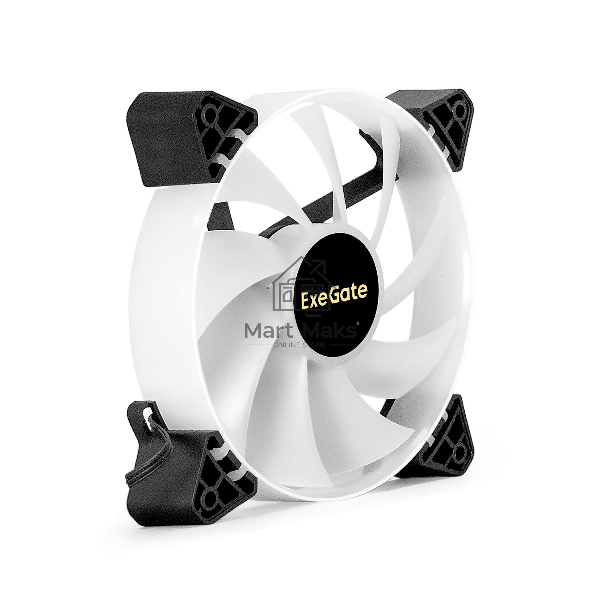 Вентилятор для корпуса ExeGate EX12025H6PYH-PWM.ARGB черный/белый, 120 мм, 1200 об/мин, 33 дБ, 6 pin