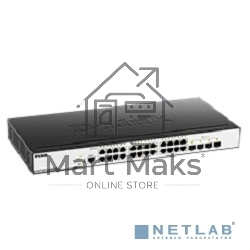 Коммутатор D-Link DGS-3000-28X/B, L2 Managed Switch with 24 10/100/1000Base-T ports and 4 10GBase-X SFP+ ports.16K Mac address, 802.3x Flow Control, 4K of 802.1Q VLAN, VLAN Trunking, 802.1p Priority Queues, Tra