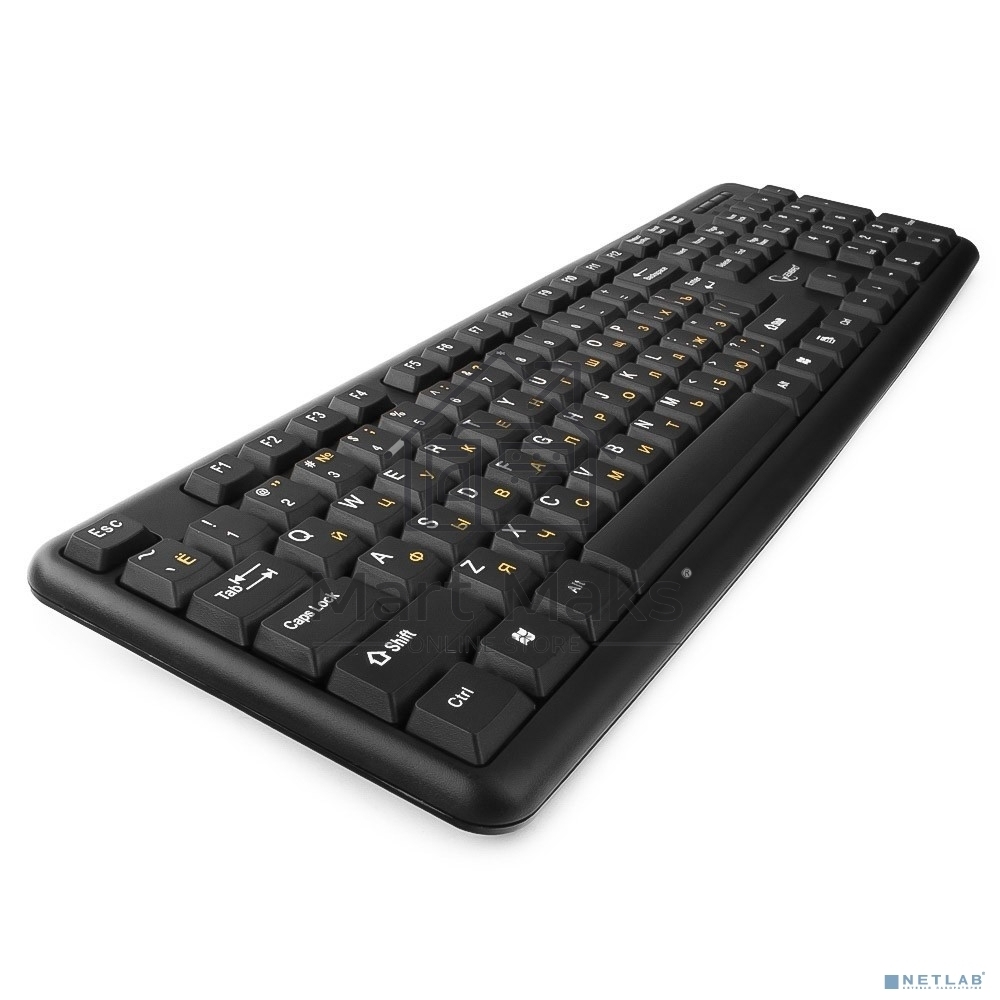 Клавиатура Gembird KB-8320U-Ru_Lat-BL, черный, USB, кнопка переключения RU/LAT,104 клавиши