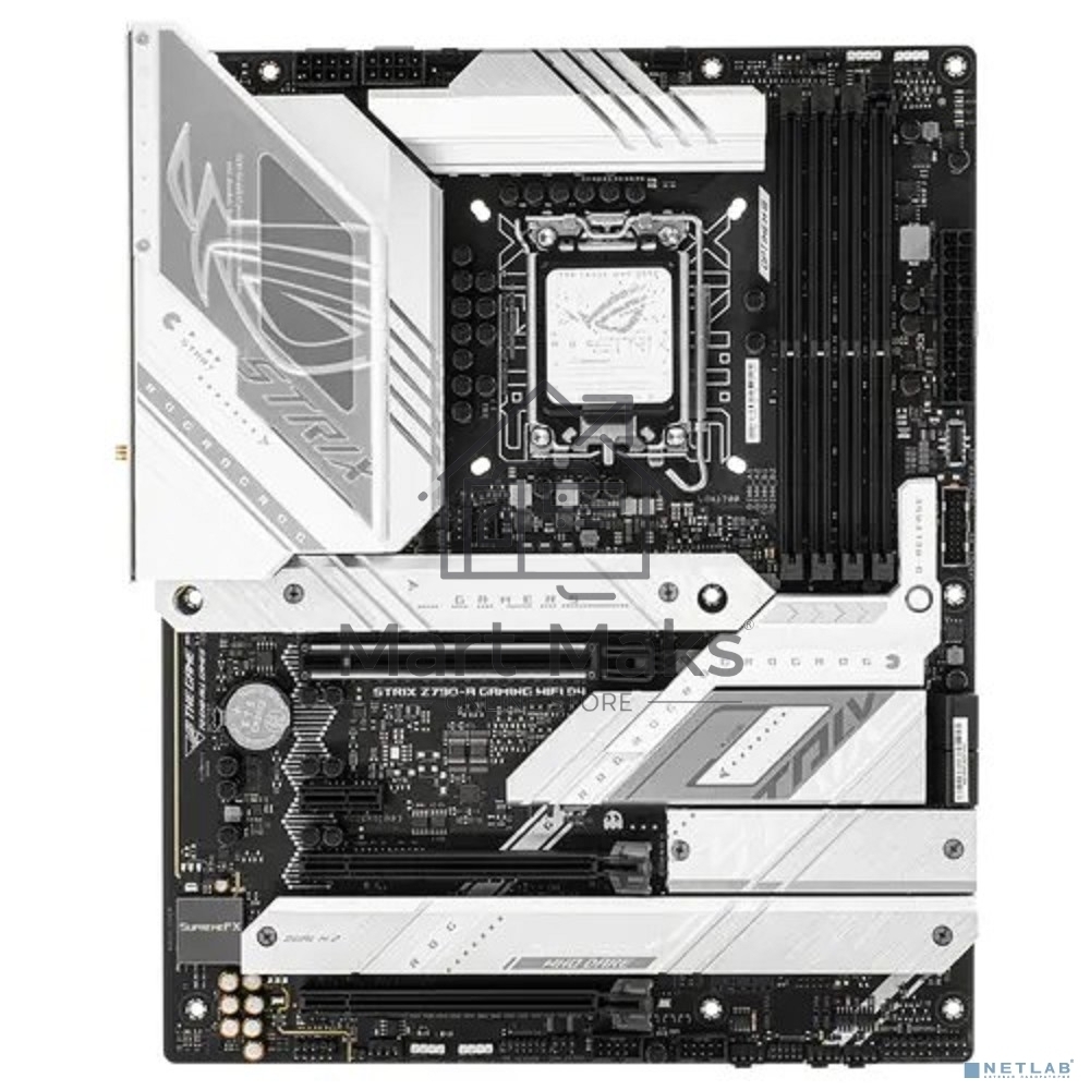 Материнская плата ASUS ROG STRIX Z790-A GAMING WIFI D4, LGA 1700, Intel Z790, 4xDDR4, 4xSATA, 4xM.2, 1xPCI-E 5.0 x16, 2xPCI-E 4.0 x4, 1xHDMI, 1xDP, 1x 2.5Gb LAN, 2xUSB-A 3.2 Gen 2, 4xUSB-A 3.2 Gen 1, 5x3.5 мм, 7.1, Standard-ATX
