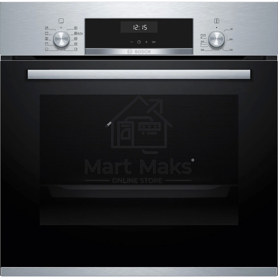 Духовой шкаф электрический Bosch HBJ558YS3Q, 60 см, 66 л, нержавеющая сталь, класс энергоэффективности А, 8 режимов, LCD-дисплей, галогенное освещение, самоочистка EcoClean