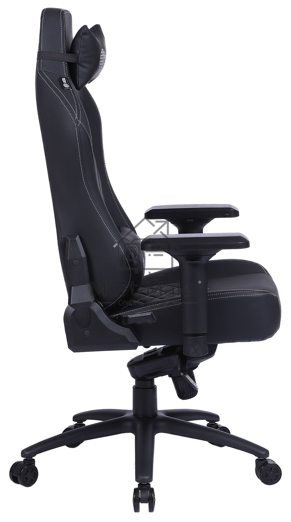Кресло игровое Cactus CS-CHR-0112BL черный, сиденье черный, эко.кожа, с подголов. крестовина металл, пластик черный