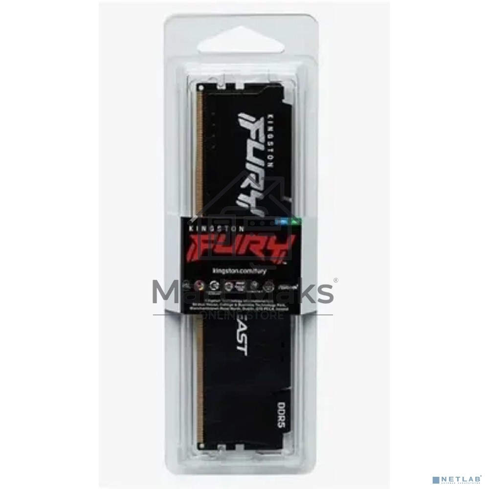 Оперативная память Kingston Fury Beast, DDR5, 32GB (1x32GB), 6000 MHz, CL36, с радиатором, черный