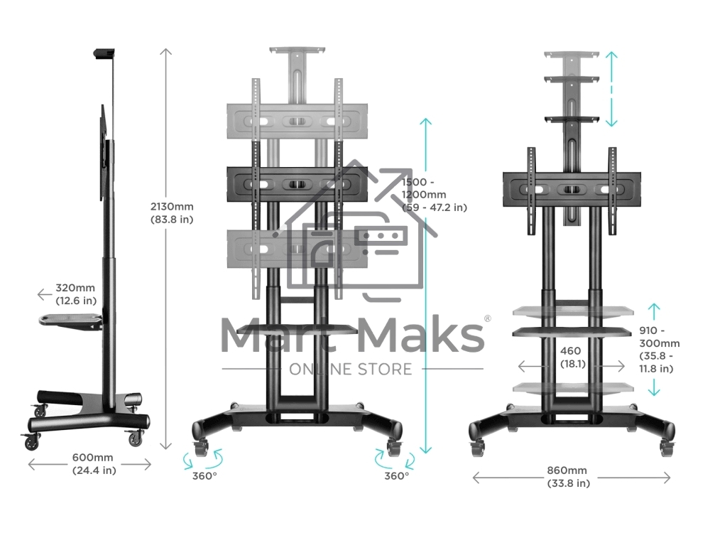 Мобильная стойка ONKRON TS1551 черный