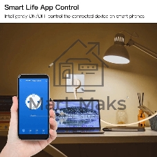 Розетка 1-пост. MOES Smart Socket WK-EU, Wi-Fi, 95-250 В, 16А, встраиваемая IP20, шторки + ЗК, белая