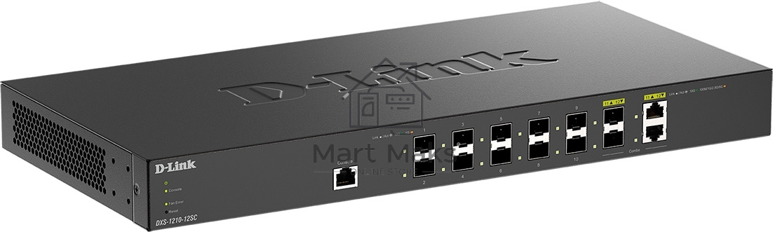 Настраиваемый L2+ коммутатор D-Link DXS-1210-12SC/B1A PROJ с 10 портами 10GBase-X SFP+ и 2 комбо?портами 10GBase-T/SFP+