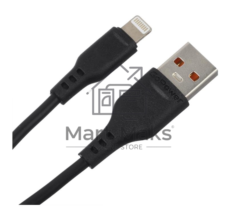 Кабель GoPower GP01L USB (m)-Lightning (m) 1.0м 2.4A ПВХ черный (1/800)