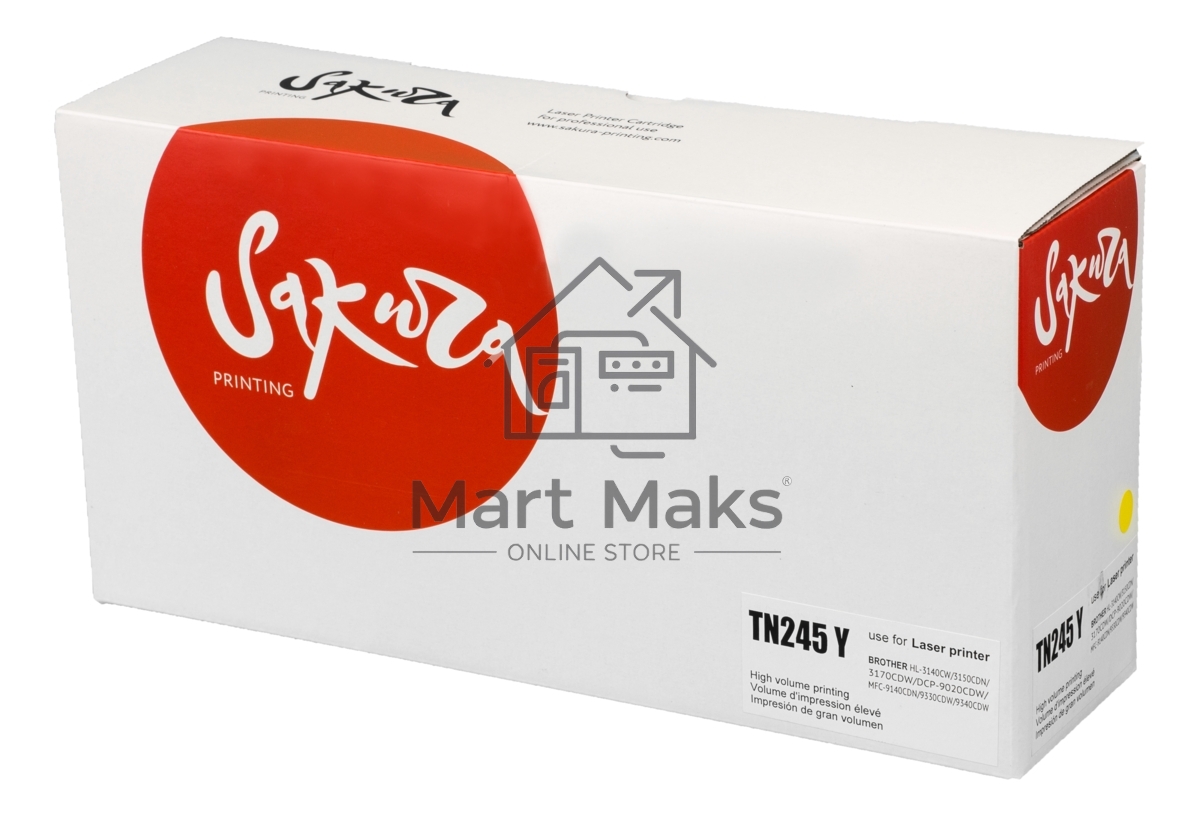 Картридж лазерный Sakura TN245C для Brother HL-3140/3150/3170, DCP-9020, MFC-9140/9330/9340, желтый, 2 200к.