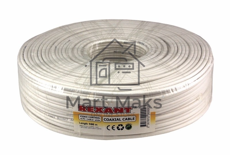 Кабель ККСВ-В+4х0,5 мм (бухта 100 м) белый Rexant
