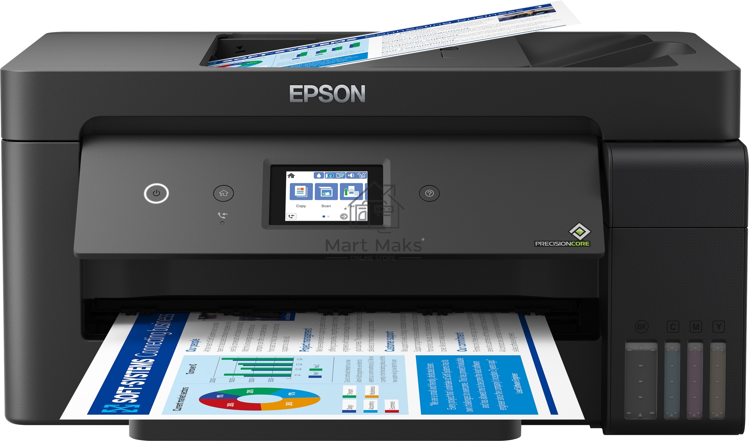 МФУ струйный Epson L14150, A3, цветной, печ. 38 стр/мин (ч/б) 24 стр/мин (цв.), 1200 x 4800 dpi (печать) 1200x2400dpi (скан.), USB, RJ-45, Wi-Fi