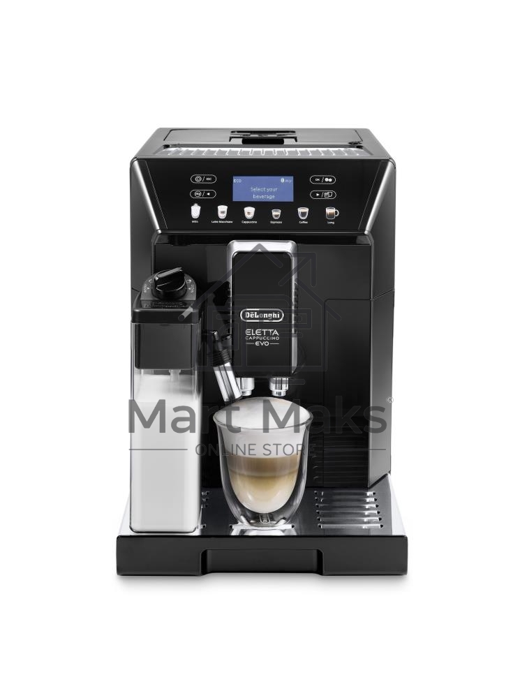 Кофемашина автоматическая DeLonghi ECAM46.860.B черный, исп. кофе - зерновой/молотый, 2 л, 1450 Вт, 15 Бар.