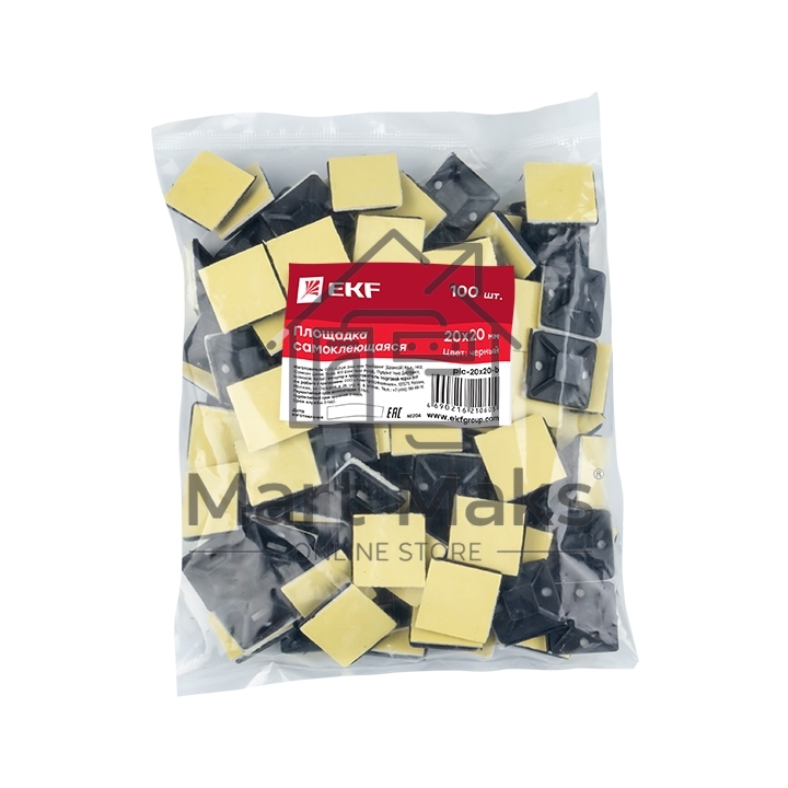 Площадка EKF plc-20x20-b самоклеящаяся (20х20мм.) черная (100шт.) EKF