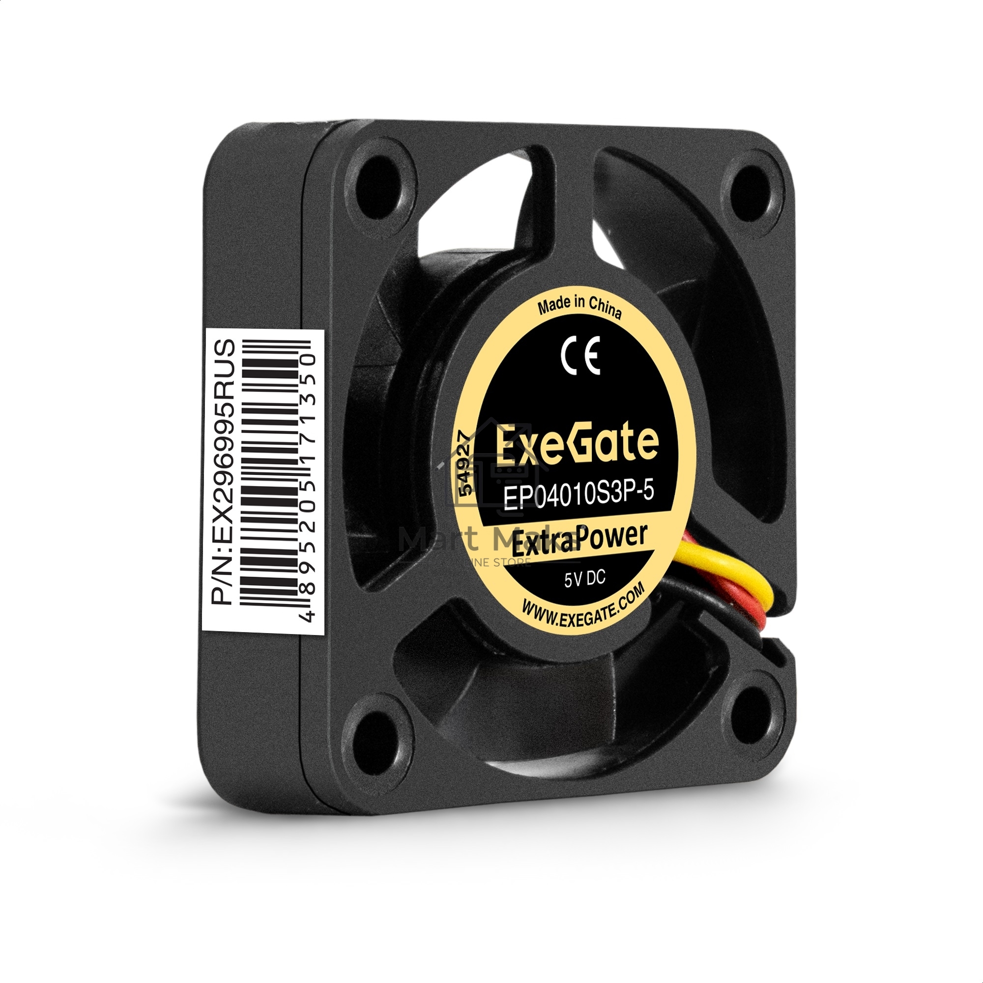 Вентилятор для корпуса ExeGate ExtraPower EP04010S3P-5 черный, 40 мм, 7500 об/мин, 35 дБ, 3 pin