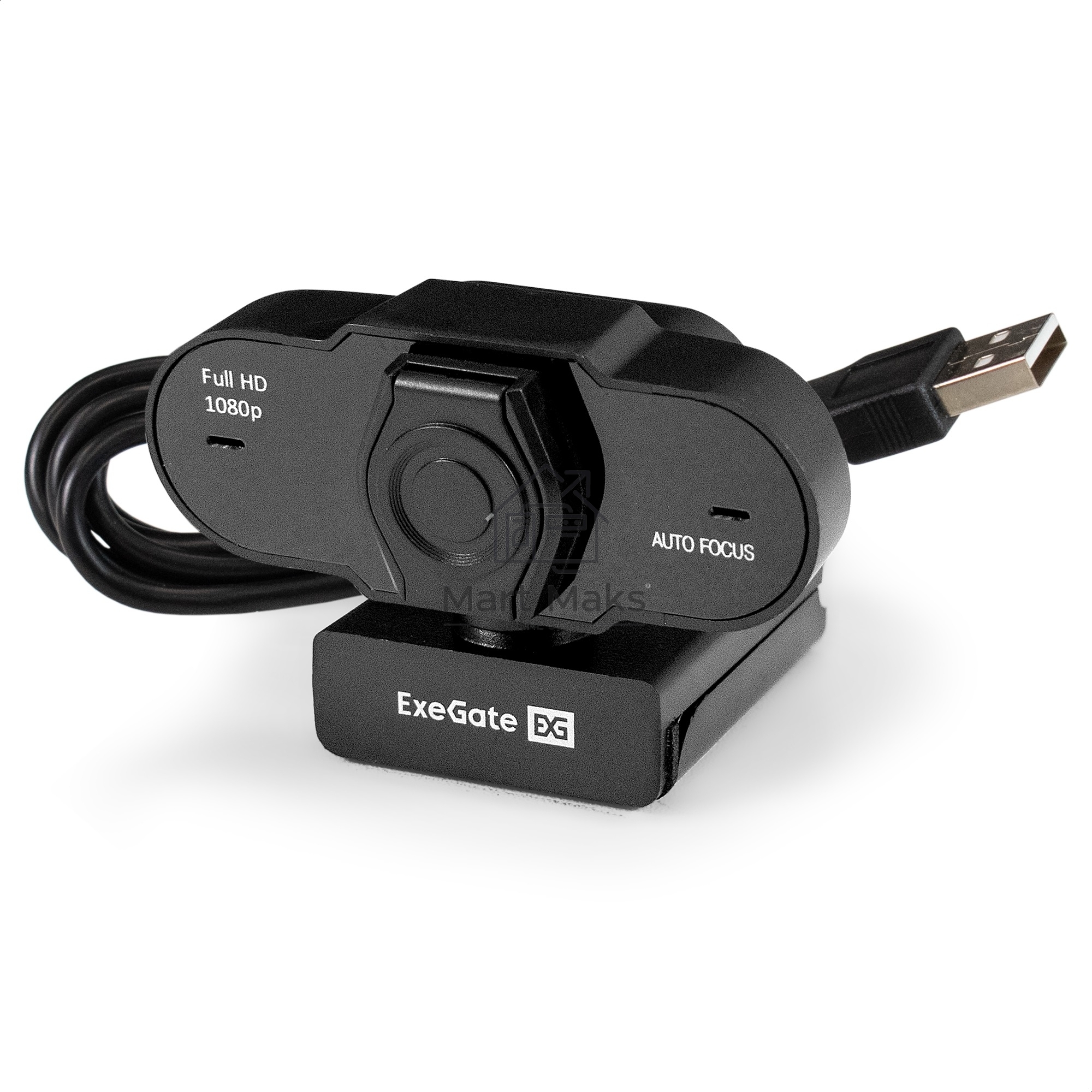 Веб-камера ExeGate BlackView C931 Full HD AF (2Мп, 1920х1080, 1080P, 30fps, автоматический фокус, защитная шторка, 4-линзовый объектив, микрофон с шумоподавлением, универсальное крепление, отверстие под штатив, USB, кабель 1,5 м, Windows 7/8/10/11, Mac OS