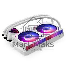 Комплект водяного охлаждения ExeGate BlackWater-240.PRISM.PWM.ARGB.White (3 PIN 5V ADDRESSABLE RGB подсветка, LGA1954/1851/1700/1200/115x/2066/2011/AM5/AM4, TDP 260W, 2x Fan 120mm 4pin PWM 600-1800RPM Hydro bearing, помпа 3pin 2700RPM, макс. шум 37db, с термопастой, на винтах, белый, RET)