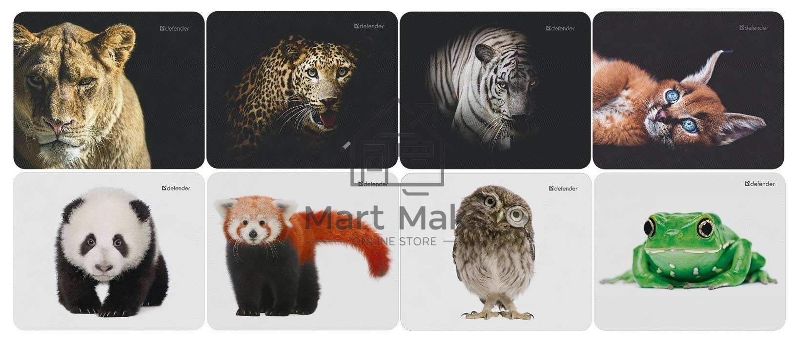 Коврик для мыши Defender Wild Animals и, 220x180x2 мм, 8 видов