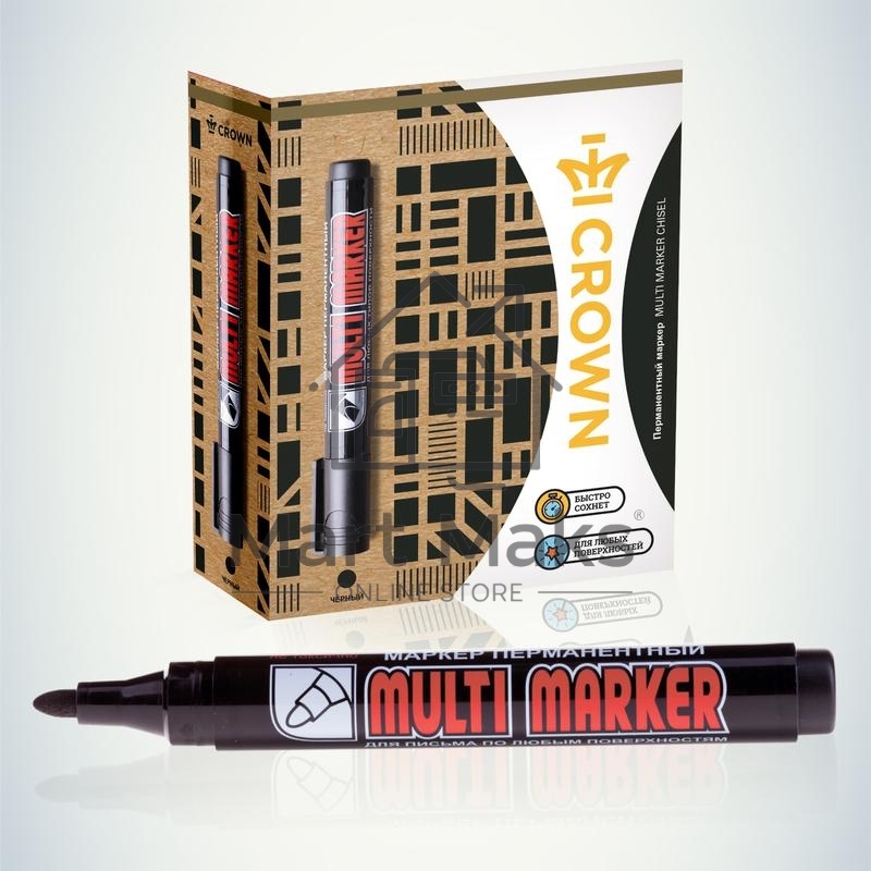 Маркер перманентный Crown Multi Marker, пулевидный 3мм, черный Б0048239