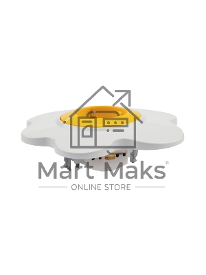 Розетка одноместная KRANZ HAPPY Яичница скрытой установки, с заземлением и защитными шторками, желтая/белая