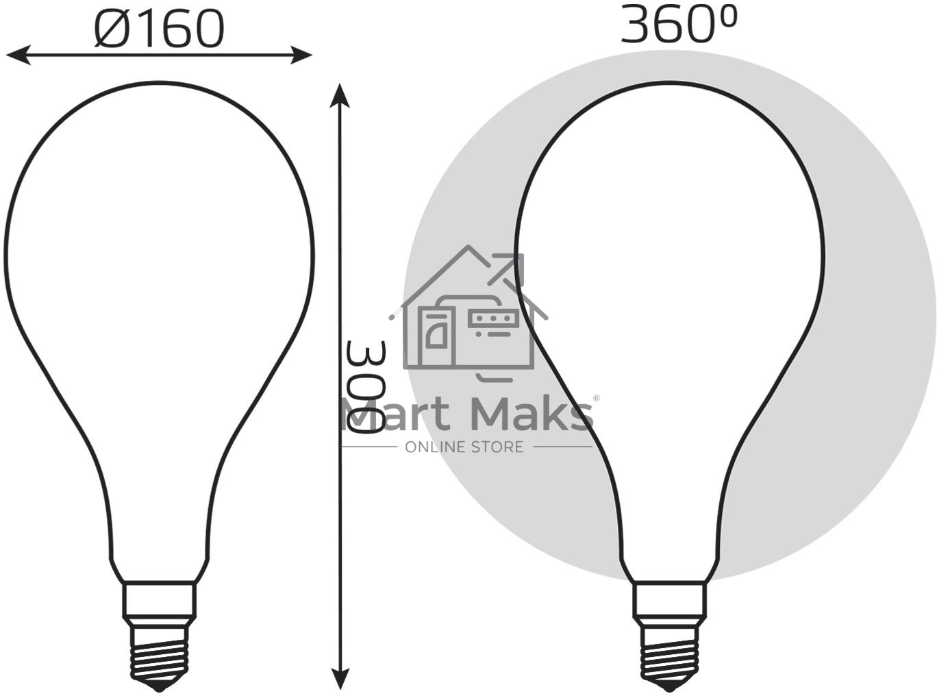 Лампа Filament А160 10W 890lm 4100К Е27 milky диммируемая LED
