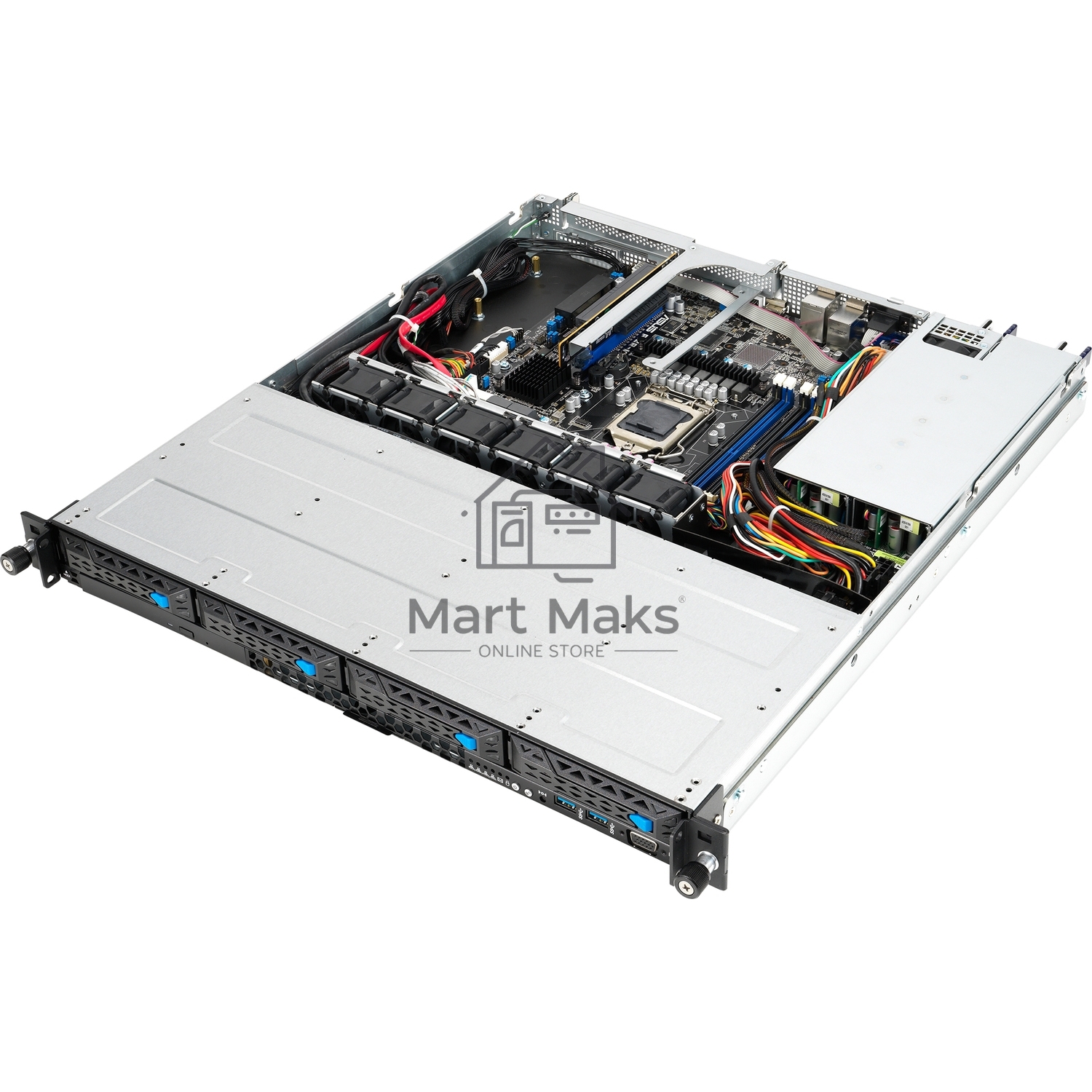 Платформа Asus RS300-E11-RS4 1U, LGA1200, 4xDDR4, 4x3.5 (1xSFF8643, 2xOcuLink on the backplane,), DVDRW, 2x1GbE, 1xM.2 SATA/PCIE 2280, optional ASMB10-iKVM, HDMI (from CPU), 2x450W