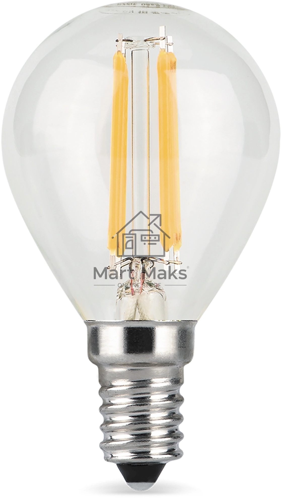 Лампа филам. Gauss Filament 5Вт цок.:E14 свеча 220B св.свеч.бел.нейт. (упак.:10шт) (105801205)