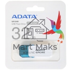 Флешка USB ADATA UV240 (AUV240-32G-RWH), 32Gb, USB 2.0, R/W 15/5, белый/синий