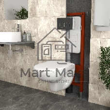 Комплект BAU 6 в 1: инсталляция BAU PRO для подвесного унитаза, унитаз подвесной безободковый Bau Novo, быстросъемное сиденье микролифт, клавиша BAU Strike, черная матовая