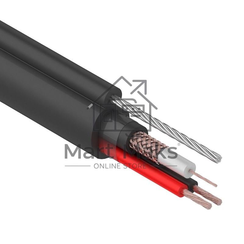 Кабель КВК-П-2+2x0,75 мм², +ТРОС (Cu/Cu) черный (бухта 305 м) Rexant