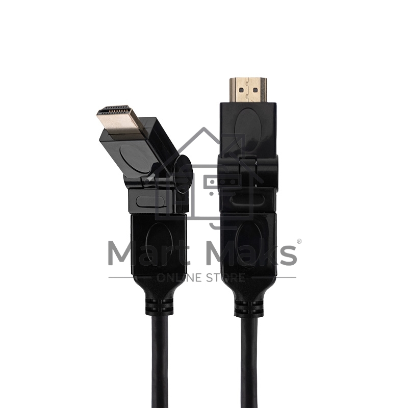 Шнур HDMI - HDMI с фильтрами, длина 2 метра, угловой 360° (GOLD) (PVC пакет) Rexant