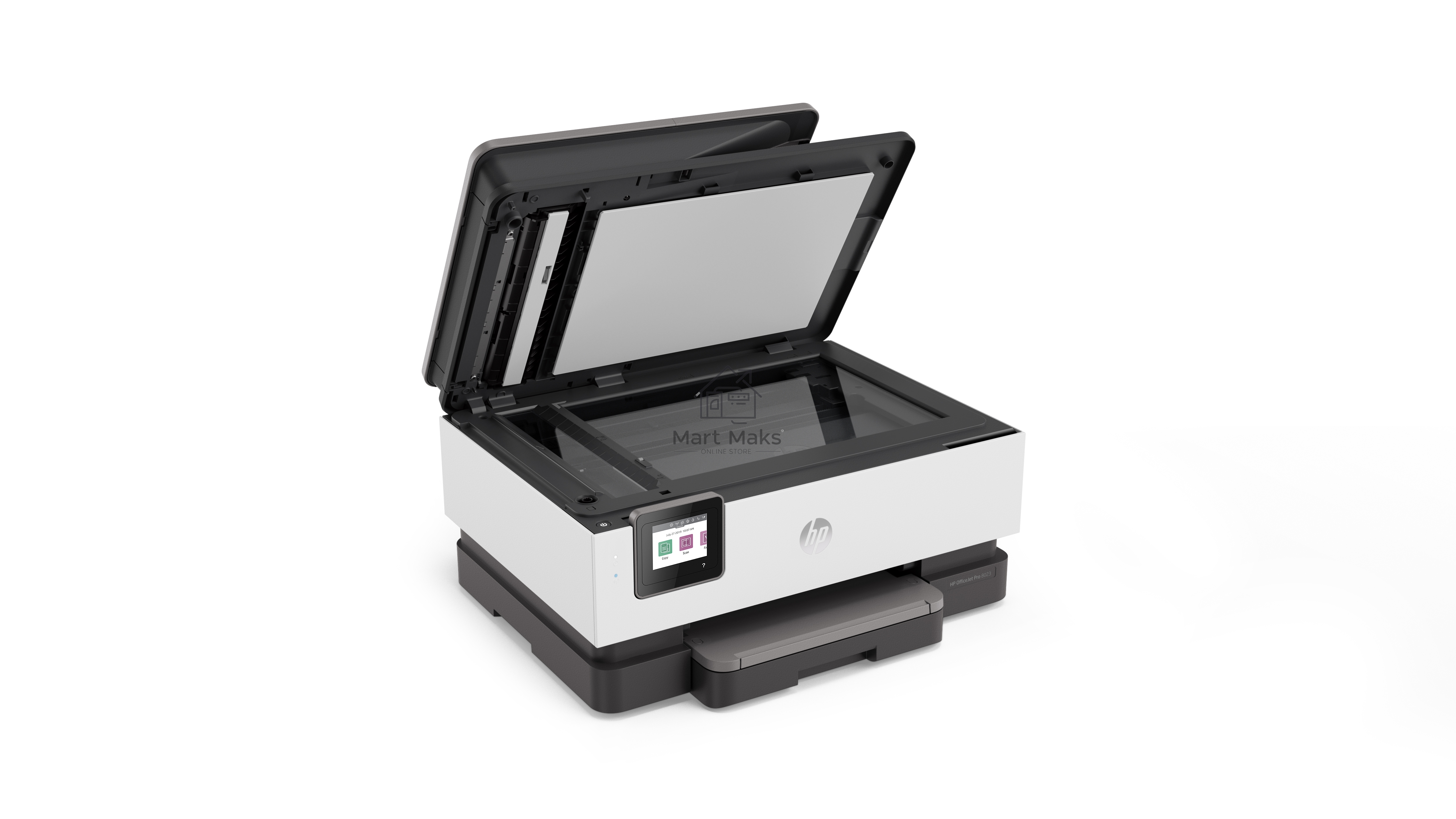 МФУ струйный HP OfficeJet 8023 (1KR64B), A4, цвтной, печ. до 20 стр/мин. (ч/б), до 10 стр/мин. (цвет), скан. до 8 стр/мин. (ч/б) 3.5 стр/мин. (цвет), 1200 x 1200 dpi, USB, RJ-45, Wi-Fi, Air Print