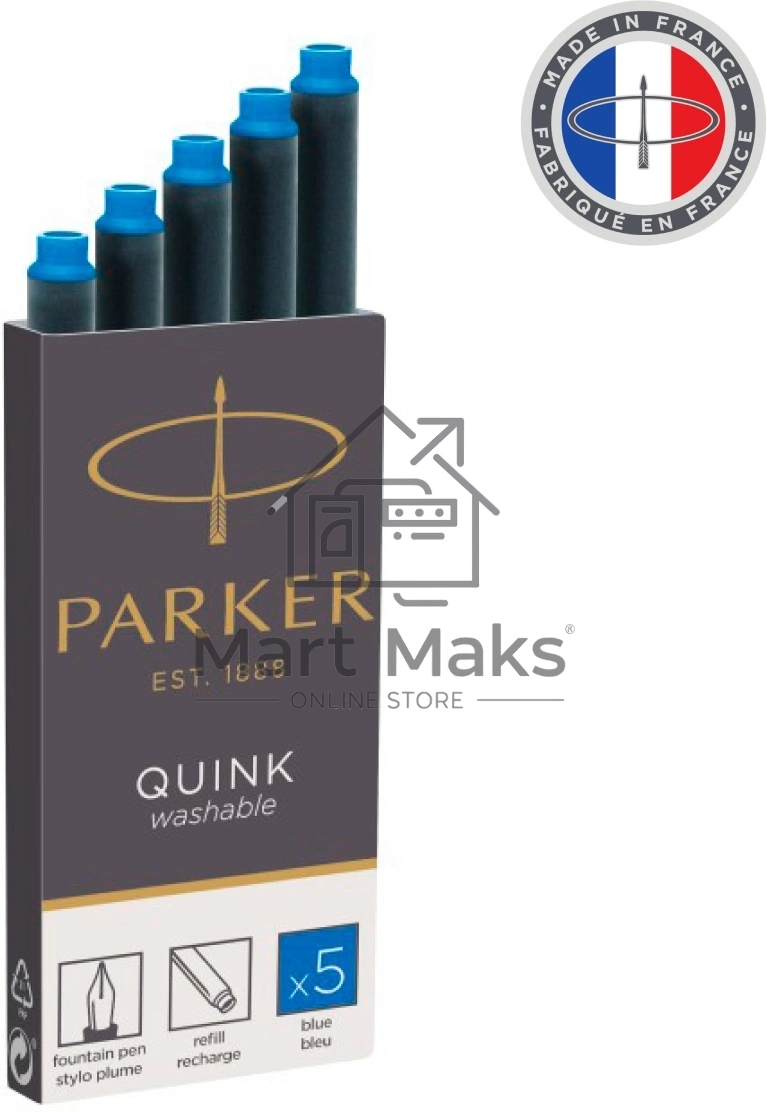 Картридж Parker Quink Z11 (CW1950383) синие чернила смывающиеся для ручек перьевых (5шт)