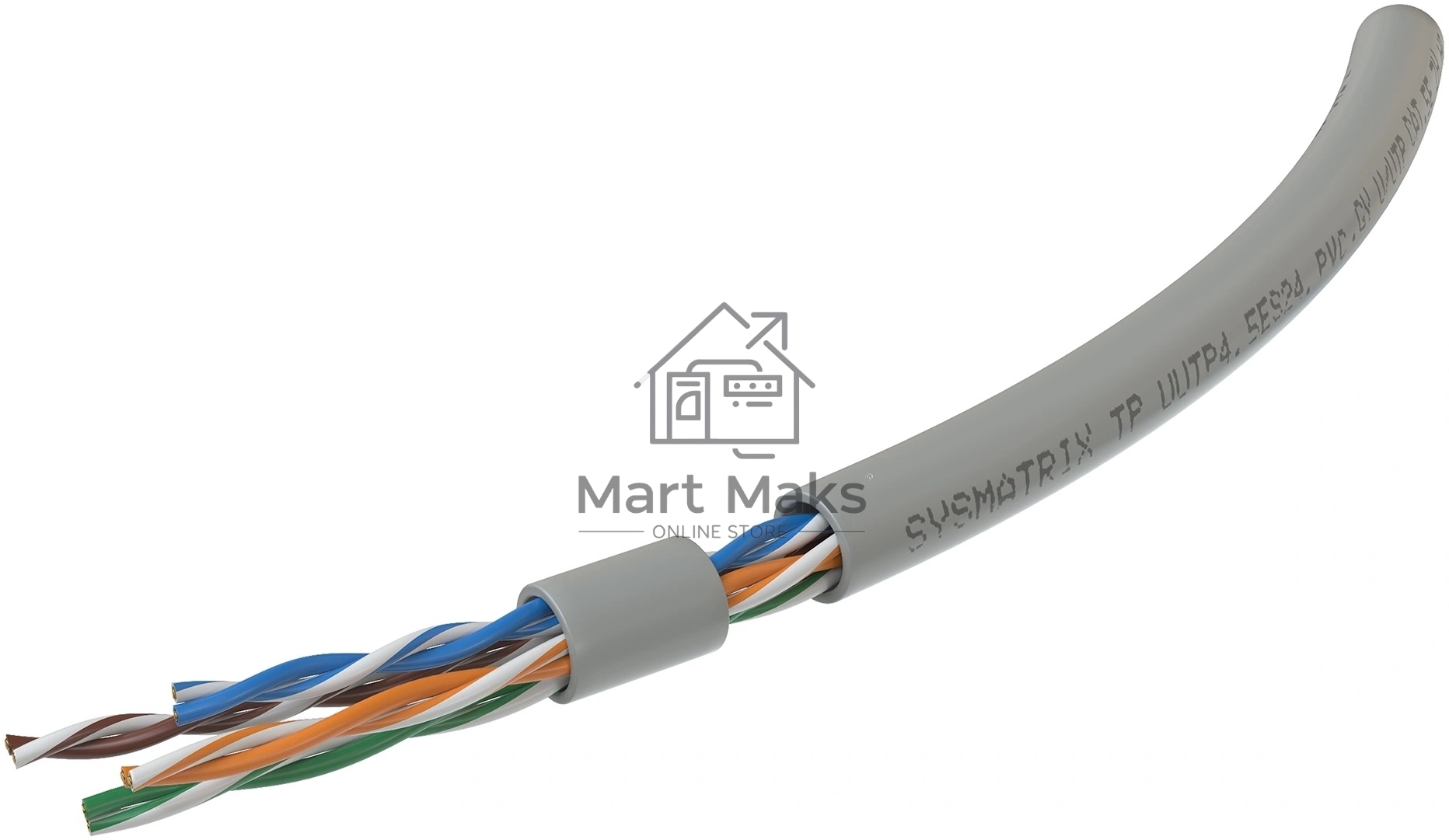 Кабель информационный Sysmatrix TP UUTP4.5ES24.PVC.GY305 кат.5E U/UTP 4 пары 0.5AWG нг(А)-LS внутренний 305м серый