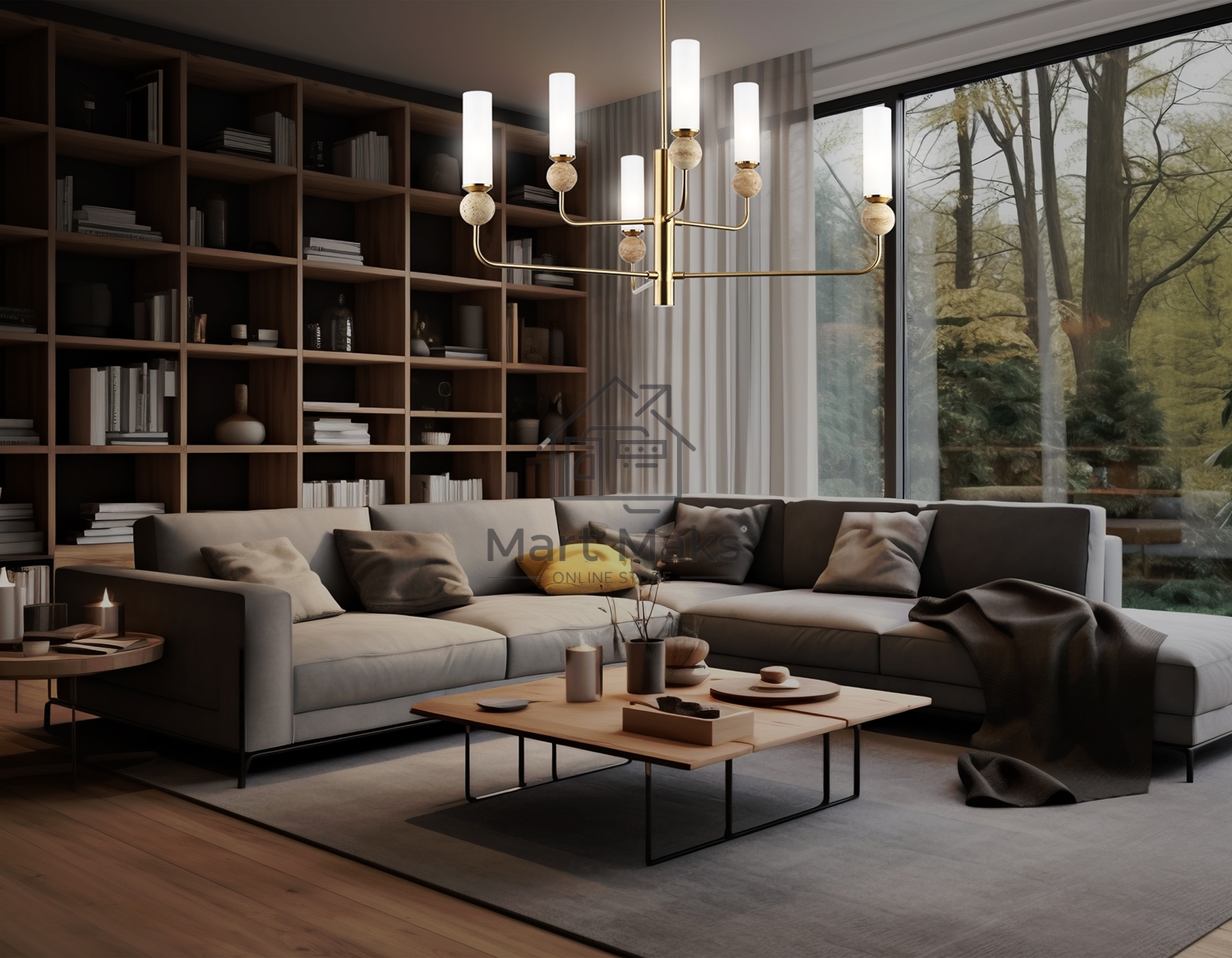 Люстра Ambrella light LH53251/6 BS/FR латунь/белый матовый E14*6 max 40W D1050*1445