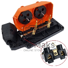 Колодка AY-KA ОУ 2-ая каучук с/з 16A IP44 оранжевый (5520004)