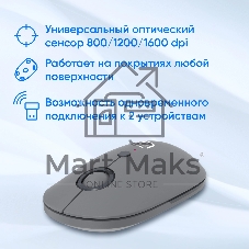 Мышь беспроводная Oklick 409MW графитовый, 1600 dpi, радиоканал, Bluetooth, USB, кнопки - 4
