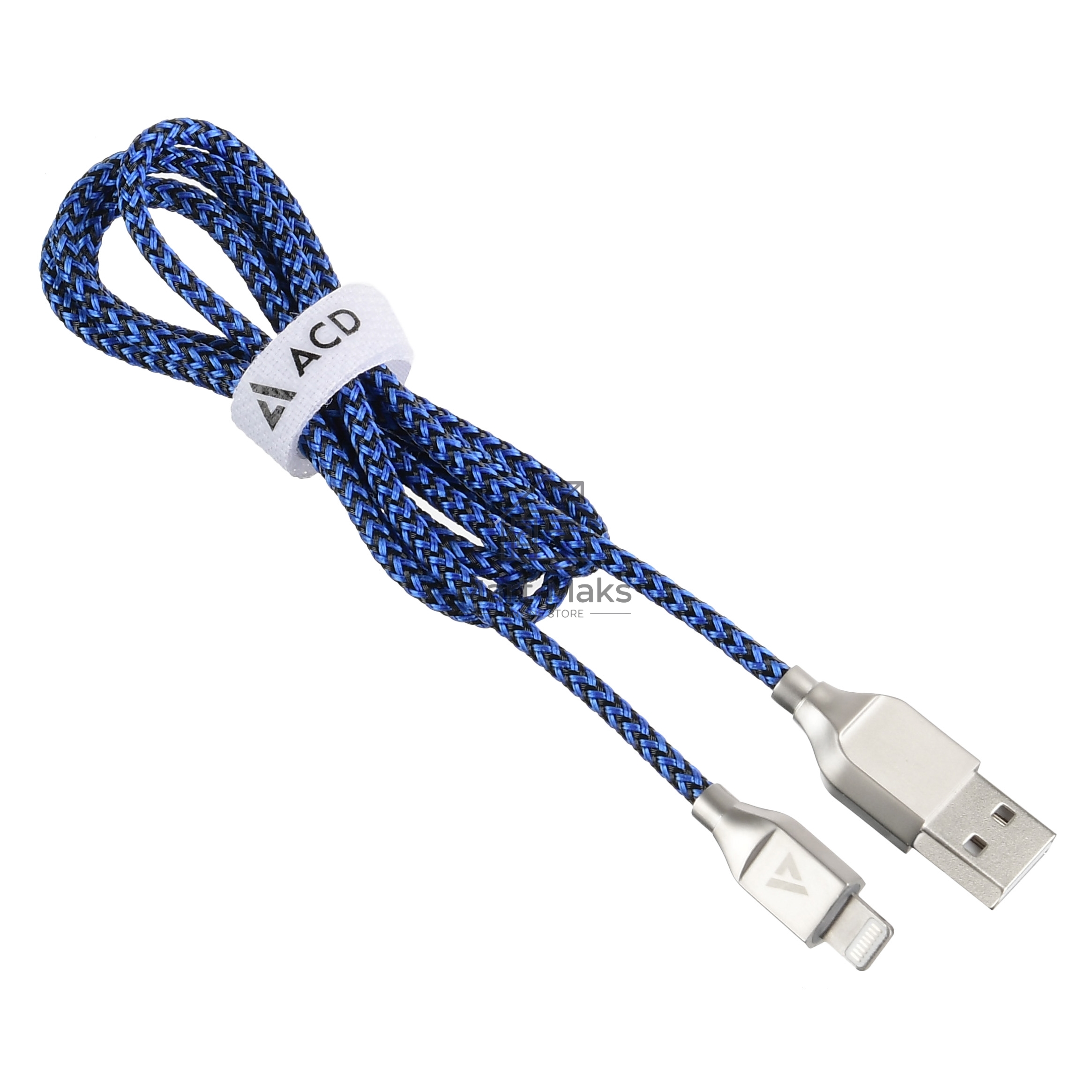 Кабель USB ACD-Titan Lightning ~ USB-A Нейлон, 1м, сине-черный (ACD-U927-P5L)