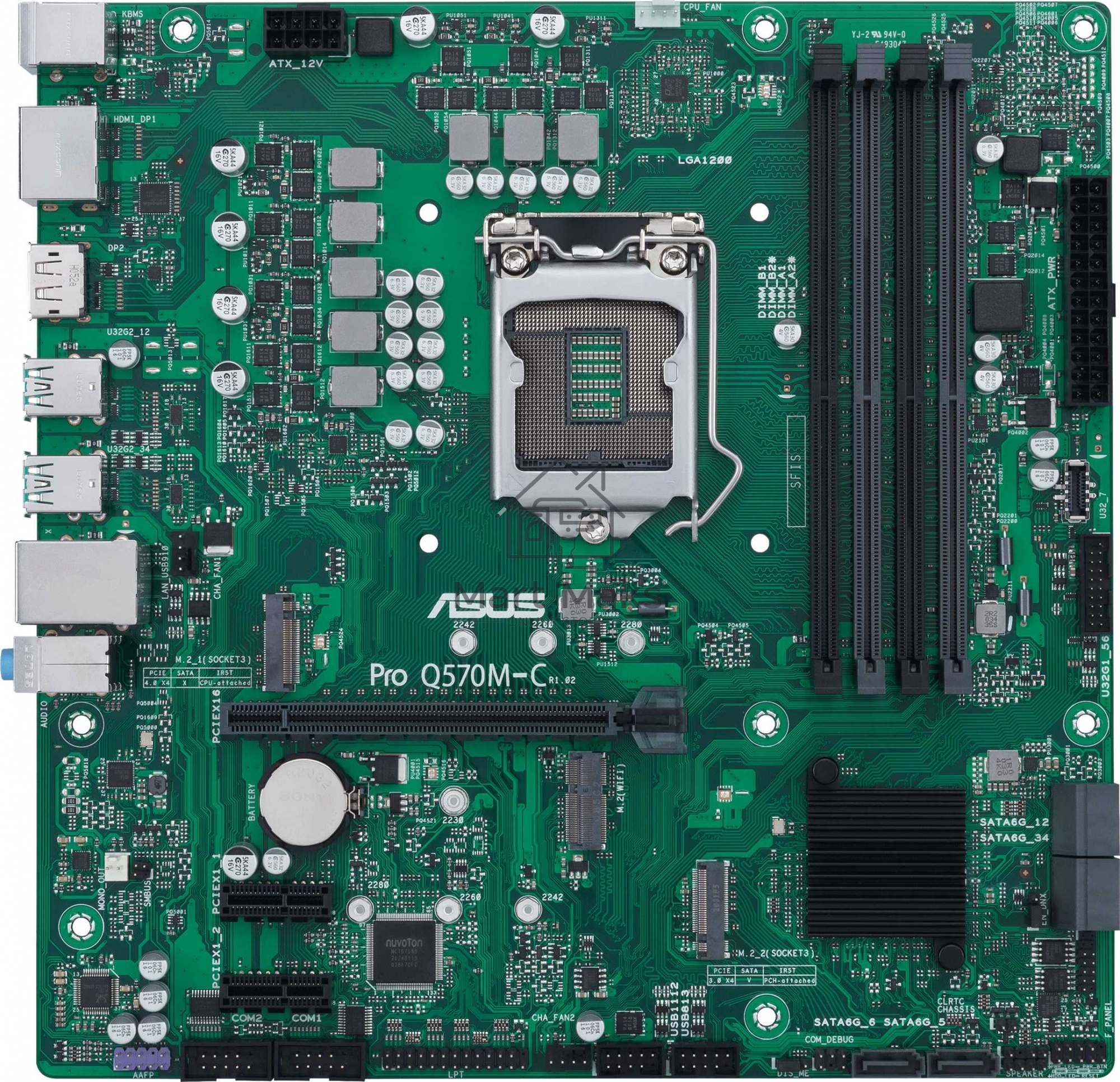 Материнская плата ASUS Pro Q570M-C/CSM, LGA1200, Intel Q570, 4xDDR4, 6xSATA, 2xM.2, 1xPCIe 4.0/3.0 x16, 2xPCIe 3.0 x1, 2xDisplayPort, 1xHDMI, 1x 1Gb LAN, 4xUSB 3.2 Gen 2 (Type-A), 2xUSB 2.0 (Type-A), 3x3.5 мм, 7.1, mATX