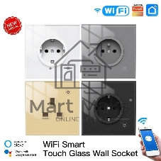 Розетка 1-пост. MOES Smart Socket WK-EU, Wi-Fi, 95-250 В, 16А, встраиваемая IP20, шторки + ЗК, белая