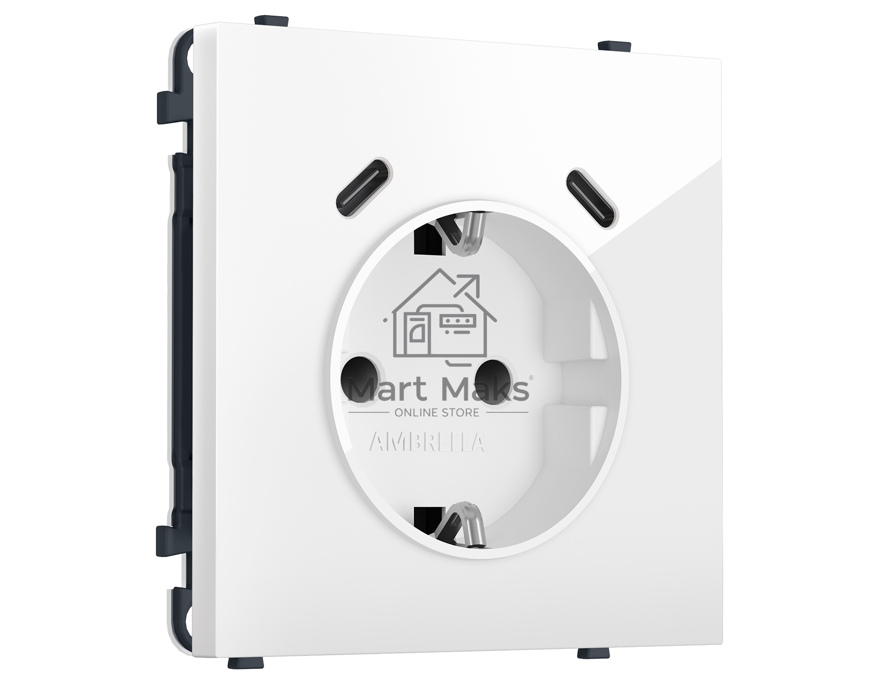 MS110510 Комплект механизма электрической розетки SIGMA Белый глянец 2USB С+C 20W (быст. зар.) с/з с/ш 16A-250V QUANT PRO (SP1105, PR165)