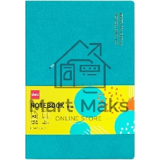Блокнот Deli EN135LBLUE A5 210х143 мм, искусственная кожа, 80 л, линейка, мягкая обложка, синий