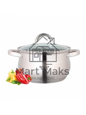 Кастрюля со стеклянной крышкой Zeidan Z-50237 2,1л (д.16х10.5 см), нерж.сталь, внутренняя -зеркальная полировка, снаружи - комбинированная полировка, шкала литража, 5-ти слойное КАПСУЛИР. ДНО, ПОДАРОЧНАЯ УПАКОВКА С ПЛАСТИКОВОЙ РУЧКОЙ.