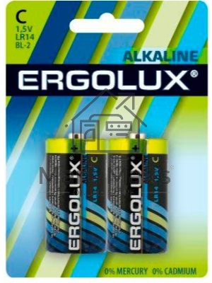 Элемент питания алкалиновый Ergolux LR14 BL-2 LR14 BL-2 1.5В Alkaline (2шт в упаковке)