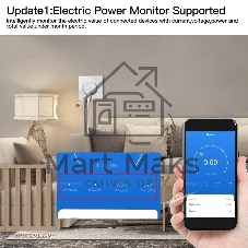 Розетка 1-пост. MOES Smart Socket WK-EU, Wi-Fi, 95-250 В, 16А, встраиваемая IP20, шторки + ЗК, белая
