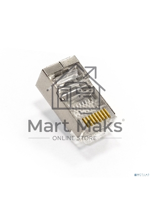 Коннектор ExeGate PL45-C5-8P8C-SH-100 RJ-45 Кат.5e (8P8C) под одножильный кабель, экранированный, золотое напыление (100шт)