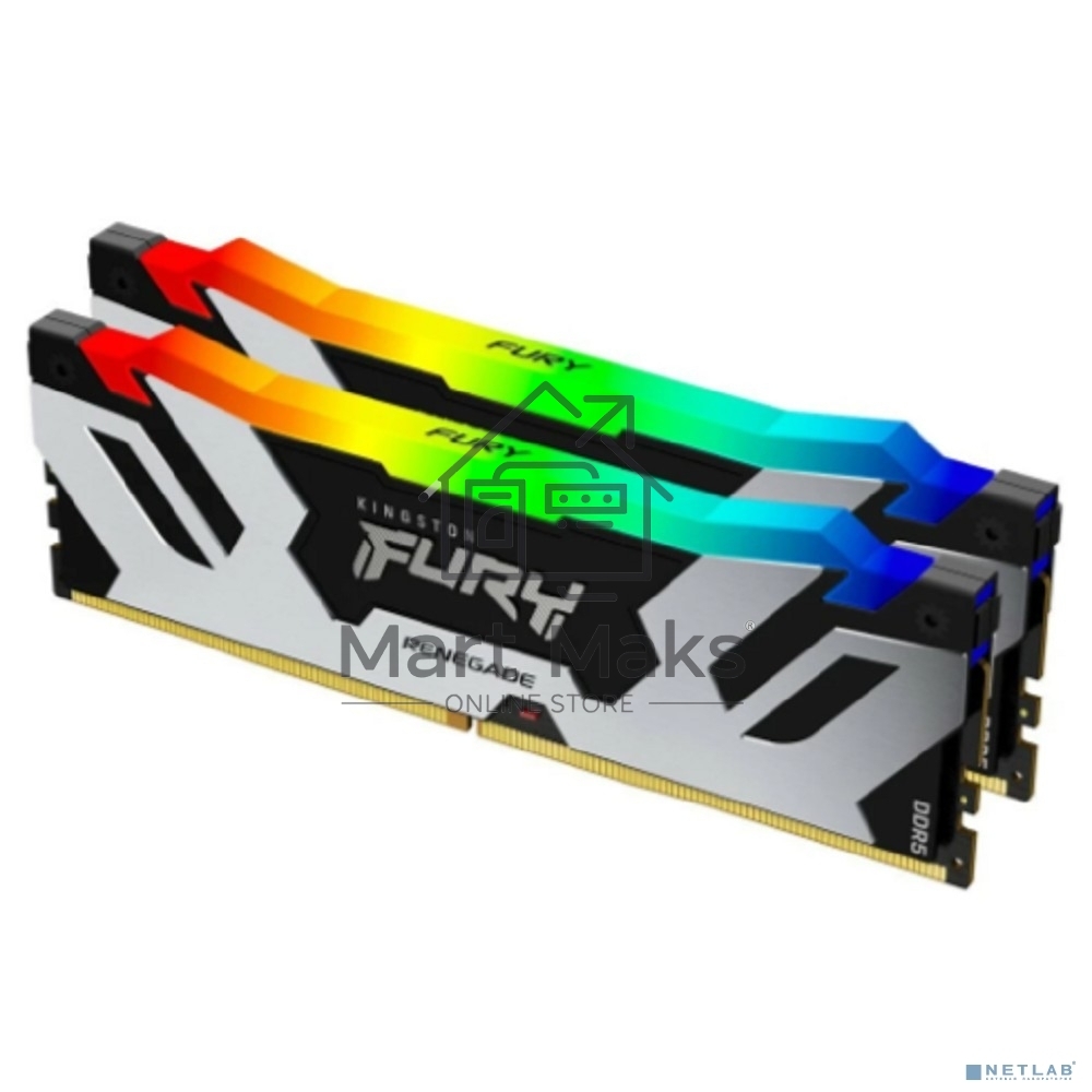 Оперативная память Kingston Fury Renegade, DDR5, 96GB (2x48GB), 6000MHz, CL32, DIMM, с радиаторами, cеребристый/черный