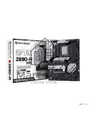 Материнская плата Maxsun Terminator Z890-A, LGA1851, Intel Z890, 4xDDR5, 4xSATA, 4xM.2, 1xPCIe 5.0 x16, 1xPCIe 4.0 x4, 2xPCIe 4.0 x1, 1xDP, 1xHDMI, 1x2.5Gb LAN, Wi-Fi 6, Bluetooth 5.2, 1xUSB-C 40Gbps, 1xUSB-C 20Gbps, 4xUSB-A 5Gbps, 2xUSB-A 10Gbps, 2xUSB-A