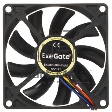 Вентилятор для корпуса ExeGate EX08015B4P-PWM черный, 80 мм, 2500 об/мин, 25 дБ, 4 pin