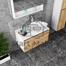 Комплект для ванной, 4 предмета (Тумба Bau Dream Blackwood 60, раковина BAU Triangle 59х39, смеситель для раковины высокий Hotel Still, нержавеющая сталь, выпуск клик клак, белый)