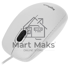 Мышь проводная Logitech B100 белый, 1000 dpi, USB, кнопки - 3